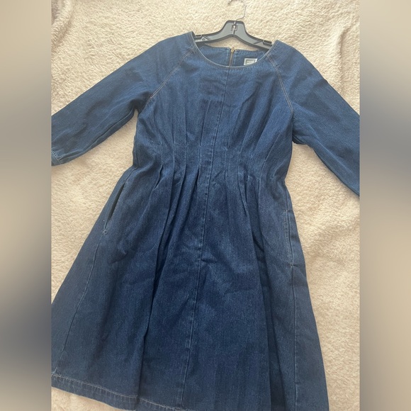 Mo: Vint Dresses & Skirts - Blue Denim fit and flare Dress with pockets